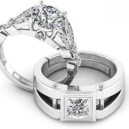 925 Pure Silver Couple Ring | Promise Rings|Wedding Gifts for Couples | With Certificate of Authenticity and 925 Stamp (Couples-07)-20