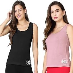 Women's Camisole Combo – Soft Cotton Tank Top, Sleeveless Regular Fit Fabulous Inners, (Pack of 2) (in, Alpha, Free Size, Regular, Black-Baby Pink)-image-14