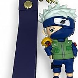 Kakashi with Pakkun Silicone Keychain I Anime Character Keychain for Bags, Bikes & Collectibles | Soft PVC Key Ring for Anime Fans I-image-13