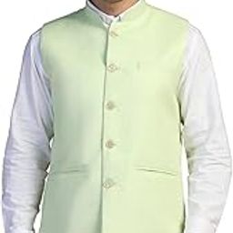 Nehru Jacket Waistcoat for Men | Linen Fabric Regular Fit Sleeveless Vest-image-70