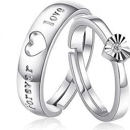 925 Sterling Silver Plated Adjustable Couple Ring for Men & Women-image-34