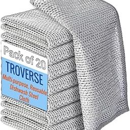 Stainless Steel Mesh Scrubber Cloths | Non-Scratch, Reusable, Multipurpose Cleaning Pads for Utensils, Sink & Kitchen (20)-image-18