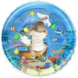 Mashes 40''X40'' Baby Tummy Time Water Blue Play Mat, Infant Baby Water Mat Toys for 0 3 6 9 12 Months Newborn Infant Toddler Boy Girl, Pack of 1-picture-32