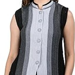 Women Woolen Cardigan Sleeveless Printed Design Cardigan Daffodil Fabric Winter Wear Pure Wool Cardigan 100% Daffodil Free Size Cotty Fully Warm with Side Pocket-image-87
