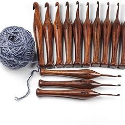 13 Pieces Premium Wooden Crochet Hooks, Crochets Hooks Set for Knitting and Crocheting - Rosewood Knitting Needles (1)-picture-23