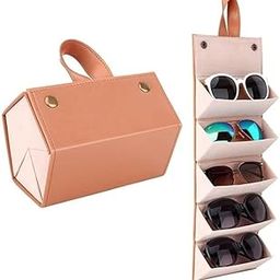 Sunglasses Storage Box, 5-Slot Travel Sunglasses Organizer PU Leather Eyeglasses Storage Case Foldable Glasses Hanging Display Box for Glasses Storage-image-78