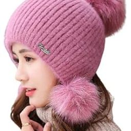 Women's & Girl's Woollen Beanie Pom Pom Cap Warm Outdoor Hat for Autumn Winter (Purple)-image-72