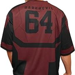 Marvel: Daredevil Men and Boys Short Sleeves V-Neck Red and Black Graphic Printed Polyester Breathable Lightweight All-Season Oversized Jersey-image-89