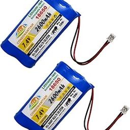 7.4 Volt 2600 mAH Lithium Ion Cell Battery Pack Rechargeable Battery Pack Blue Battery with JST 2.0 Jack Multiple Use in Toy, Game, Student Project Et. DIY KIT (7.4-Volt-2-PC)-1