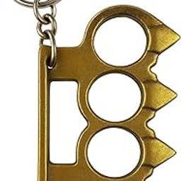 4-Finger Metal Ring/Keychain, Brass Construction,Urban/Fancy Fashion Accessory,Gold Metallic Finish-image-40