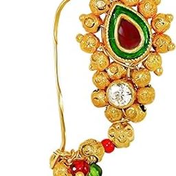 Traditional Big Size Maharashtrian Nose Ring with Piercing Nose Ring Gold Plated Nath For Women Girls-image-70