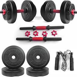 ARTINO Dumbbell, Adjustable Dumbbell (16 kg - 3kg x 4 & 1kg x 4), of Adjustable Dumbbell Rods with PVC Dumbbell Plates and Ball Bearing Skipping Rope Home Gym Combo, Exercise & Fitness Sets-image-89