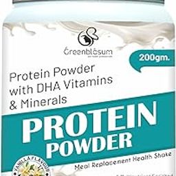 GREENBLOSUM Vanilla Protein Powder | 200 GM | With DHA, Vitamins & Minerals | Nutritional Supplement for Strength & Energy-image-73