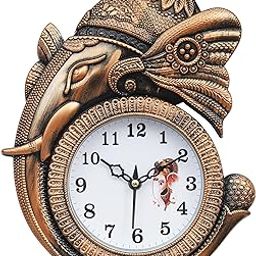 Ganesh Ji Wall Clock for Home Decor | Premium Copper Plastic Ganesha Clock | Antique Finish Traditional Indian Design for Living Room, Pooja Room, Office & Gift Purpose-image-125
