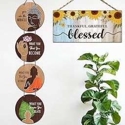 Chaka Chaundh Wood Set Of 2 - Buddha Quotes Wall Hanging Items - Buddha Quote Sign, Plaque For Home & Office - Inspirational Motivational Gautam Buddha Quotes Plaque-9