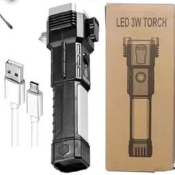 MOMENTIME Torch Light, 3W Rechargeable Torch LED Flashlight Long Distance Range, Hammer Strong Magnets Torch (Black, 15 cm, Rechargeable)-19