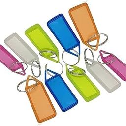 Multicolor Keyring & Keychain with Name Tag Labels Plastic Multicolor Assorted Keychain with Two Side Id Label and Split Ring for Office, Home Key-image-38