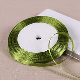Crafteez Satin Ribbons Quarter Inch for Art & Craft, Scrap Booking, Decorations Olive Green Color Satin Ribbon Pack of 5 Roll (10 Meter Each)-picture-20