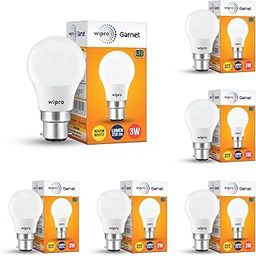 wipro Garnet 3W LED Bulb for Home & Office |Warm White (2700K) | B22 Base|220 degree Light coverage |4Kv Surge Protection |400V High Voltage Protection |Energy Efficient | Pack of 6-16