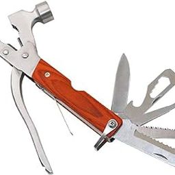 WESTONWINGS Multifunction Multipurpose MultiTools Hammers Camping Survival Gear Kit Wood Inlay Handle Stainless Steel Car Tool with Portable & Heavy Duty, Light Weight & Durable Pocket Multi Tool Kit-12