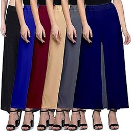 Synthetic Palazzo for Women Bottom Wear Combo Pack of 6 - Free Size(26,28,30,32,34,36,38, S,M,L,XL,2XL,3XL)-picture-1