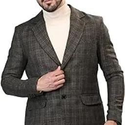 honnete Men's Casual Regular-fit Single Breasted Check Coat for Winter-picture-5