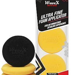 Wavex Ultrafine Foam Sponge Applicator for Car Wax, Dashboard Dressing, Tyre Dressing and many more (Pack of 2 Yellow 1 Black)-17