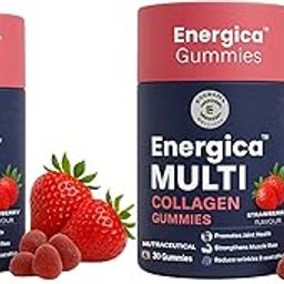 Energica wellness Multi Collagen Gummies – Strawberry Flavour | Advanced Nutraceutical Formula | For Joint Health, Muscle Strength & Youthful Skin – 30 Gummies*2 (Pack of 2)-5