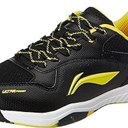 Li-Ning Ultra Power Non-Marking Badminton Shoe|Indoor Sports|Stability Heel, Prototypical Sole, Lightweight Shoe (Black/Yellow,UK 3)-6