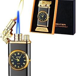 Elevea 𝟏𝟓 𝐘𝐄𝐀𝐑𝐒 𝐖𝐀𝐑𝐑𝐀𝐍𝐓𝐘 Adjustable Soft & Jet Flame Unique Lighter, Refillable Butane Gas Lighter with Windproof Jet Blue Fire, Stylish Gift for Father & Boyfriend-5