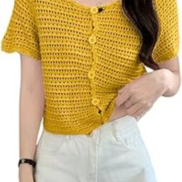 Women Hollow Mesh Blouse Jacket Long Sleeve Shrug Button Bolero Shrug Crochet Stretch Cardigan See Through Cover-Up for Dresses Beach Cover Up Top-15
