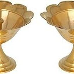 Heaven decor Small Brass Diwali Kuber devdas Plain Deepak Diya Oil Lamp for Puja Pack 2-image-14