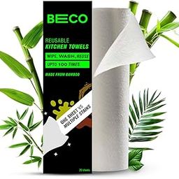 Beco Reusable Bamboo Kitchen Towel/Tissue Roll (Reusable upto 2000 times)- 20 sheets|Soft & Highly absorbent| Ecofriendly-No Trees Cut| Better alternative to Paper Tissue Roll-23
