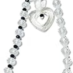 Clear Crystal Phone Charm Lanyard with Small Black and white Crystal beads For Men, Women, Boys and Girls (19 CM)-47