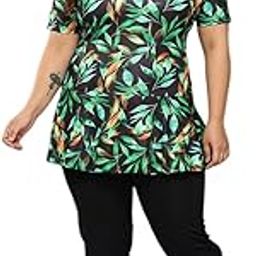 Womens Sports Wear Black-Green Colour Floral Print Nylon Plus Size Swim Suit-picture-34