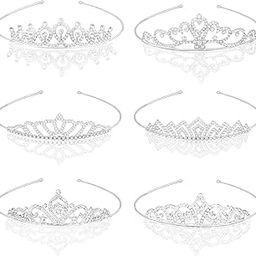 8 Pieces Silver Metal Tiara Crown Headbands with Decorative Dazzling Rhinestone Wedding Prom Birthday Party Princess Headpieces for Brides Bridesmaids Women Girls Teens Kids-image-2