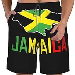 Jamaica Map Men's Swim Trunks Quick Dry Board Shorts Beach Swimsuit with Pockets Mesh Lining-image-73
