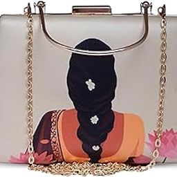 Portrait Printed Clutch Bag for Women with handle and Detachable Strap-image-35