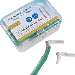 25 Pcs Interdental Brush for Teeth, Reusable L-Shape Interdental Brush Flosser for Teeth Suitable for Cleaning Space Between Teeth (Green)-23