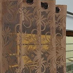 Honger Polyester Beautiful Flower Design Heavy Tissue Net Pack of 2 Pecs Curtains for Brown Net || 8 Feet Door Or Long Door Net Curtains-picture-11