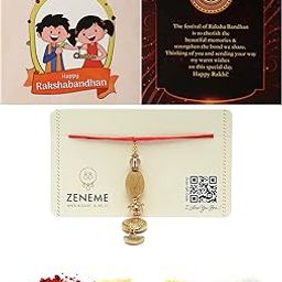 Rakhi for Bhabhi Lumba Rakhi for Bhabhi Gold-Plated White Pearl Studded Rakhi with Roli Chawal and Raksha Bandhan Greeting Card (Design1)-image-15