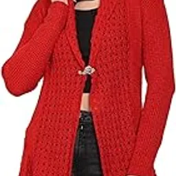 Women's Winter Wear Embroidered Woolen Long Asymmetric Neck Cardigan (100% Acro Wool) (Large, Dark Red)-image-39