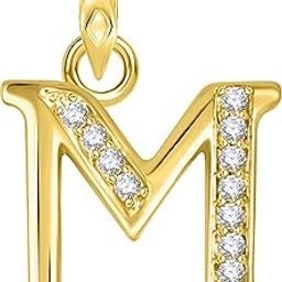 Alphabet M Pendant Initial Letter American Diamond studded Pendant Locket Gold Chain Gold Plated Collection Fashion Jewellery for Women, Girls, Boys and men -VSP1340G-image-92