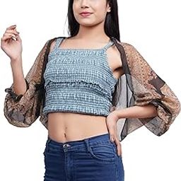Girl's Spring Summer Casual Printed Georgette(Full Sleeves) Shrug_Free-image-22