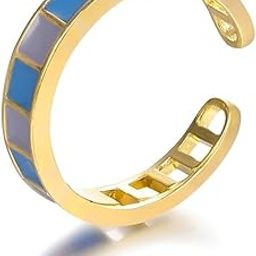 Elegant Adjustable Blue Mosaic Ring-image-103