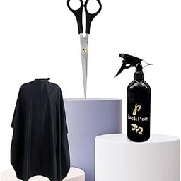 Pack of 3 Salon/Barber Accessories; 300ml All Purpose Spray Bottles, Sharp Stainless Steel Scissors & Haircut Capes/Aprons (Set of 3 Black)-picture-22