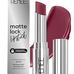 RENEE Matte Lock Lipstick - Pop, Moisturizing, Long Lasting & Weightless Formula, Intense Color Pay Off with Ultra-Matte Finish, Enriched with Avocado oil, Vitamin E, D & Beta-Carotene, 3.5 Gm-40
