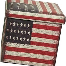 CosmoMart® Foldable Storage Ottonmans Box Chest Seat Food Stool Stars and Stripes-image-14