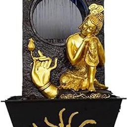Brown Beautiful 8 Steps Stone Ganesha Indoor Water Fountain with Lightning Effect, Standard-image-33