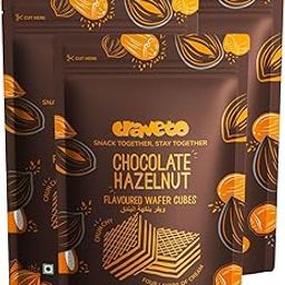 Craveto Chocolate Hazelnut Wafer Biscuit Cubes, Pack of 4 | 300g (4 x 75g Packs) | Wafer Layered with Chocolate & Hazelnut Cream | Bite Sized Chocolatey Snacks-image-67